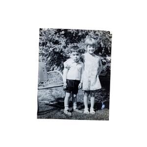 Vtg Children Siblings Posing Together 1968 Original Monochrome Photography Found